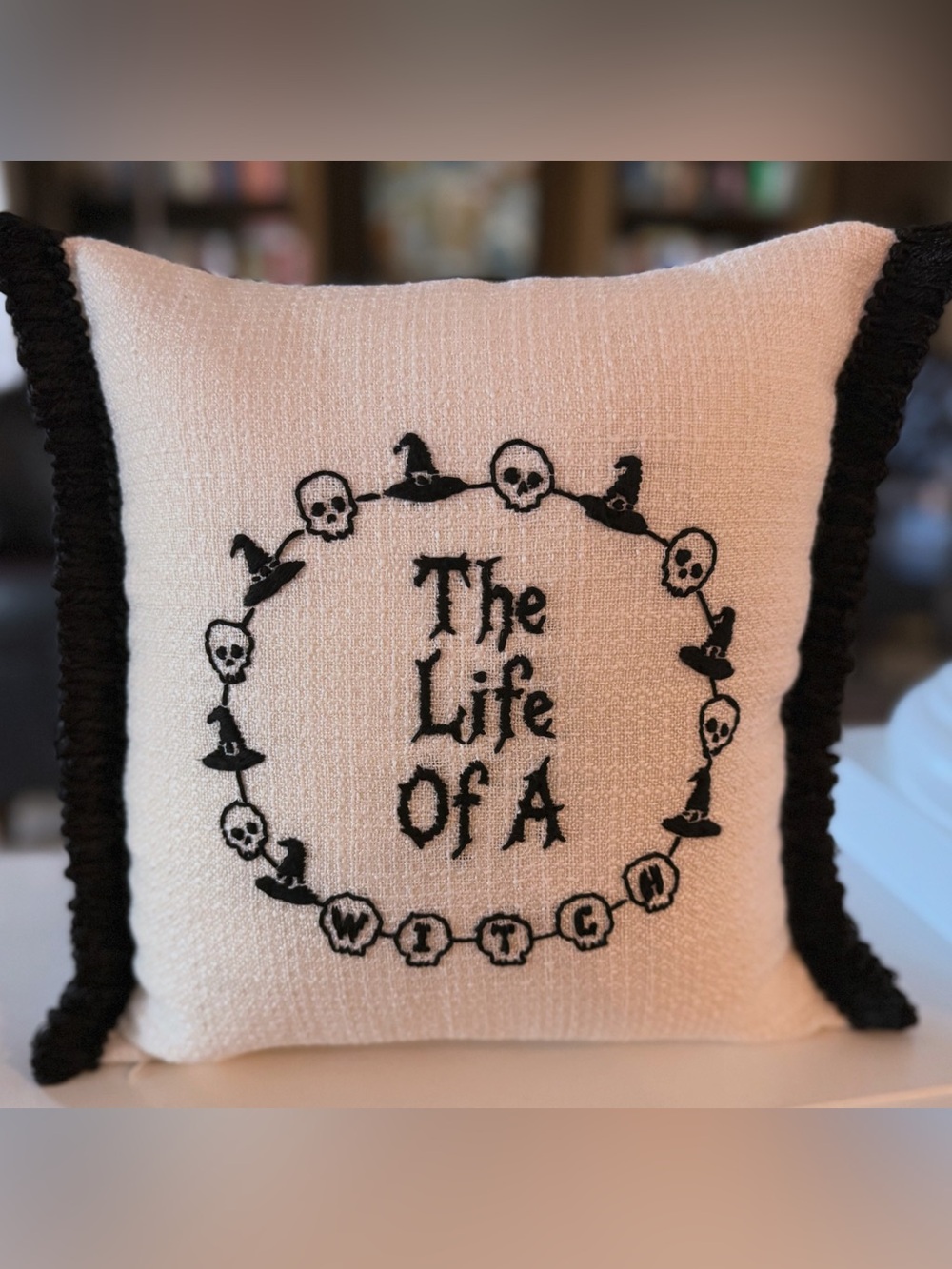 Hand Embroidered Swifty Themed Halloween Friendship Bracelet accent pillow